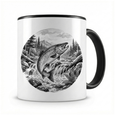 Tasse mit dem Motiv Lachs in der Wildnis