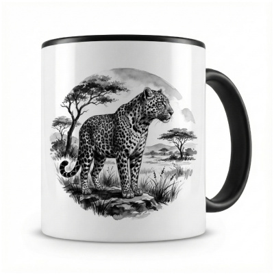 Tasse mit dem Motiv Leopard in der Wildnis