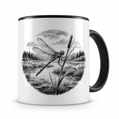 Tasse mit dem Motiv Libelle in der Wildnis