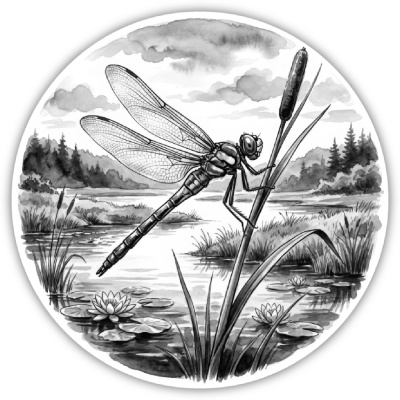 Wandtattoo  Libelle in der Wildnis 