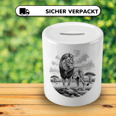 Spardose mit dem Motiv L�we in der Wildnis - Ansicht 4