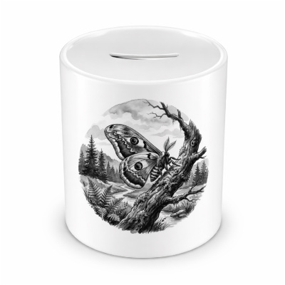 Spardose mit dem Motiv Motte in der Wildnis