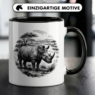 Tasse mit dem Motiv Nashorn in der Wildnis - Ansicht 3