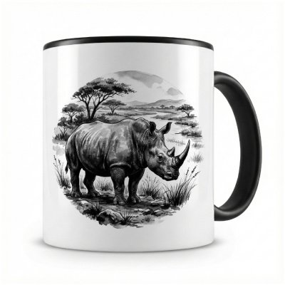Tasse mit dem Motiv Nashorn in der Wildnis