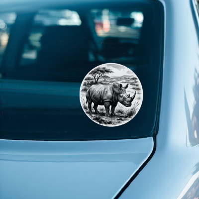 Nashorn in der Wildnis Aufkleber Bunt - Ansicht 3