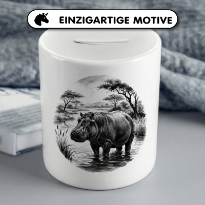 Spardose mit dem Motiv Nilpferd in der Wildnis - Ansicht 3