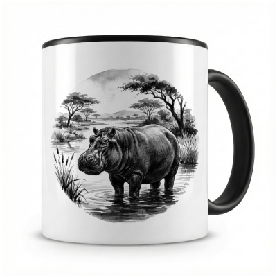 Tasse mit dem Motiv Nilpferd in der Wildnis
