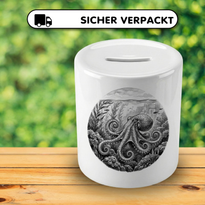 Spardose mit dem Motiv Krake in der Wildnis - Ansicht 4