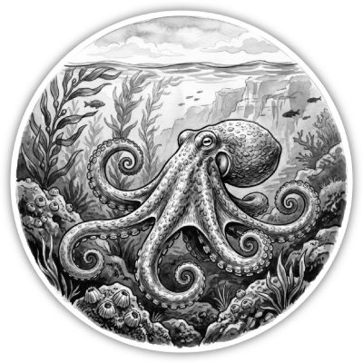 Krake in der Wildnis Aufkleber Bunt