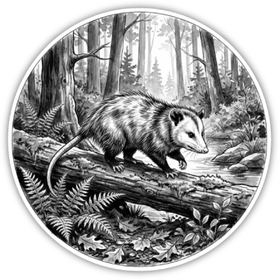 Opossum in der Wildnis Aufkleber Bunt