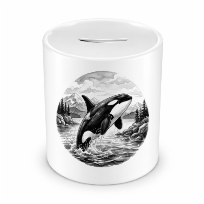 Spardose mit dem Motiv Orca Wal in der Wildnis