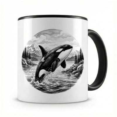 Tasse mit dem Motiv Orca Wal in der Wildnis