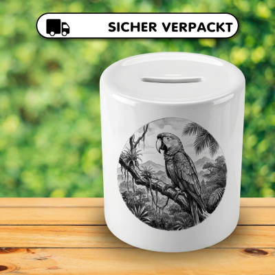 Spardose mit dem Motiv Papagei in der Wildnis - Ansicht 4