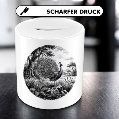 Spardose mit dem Motiv Pfau in der Wildnis - Ansicht 5