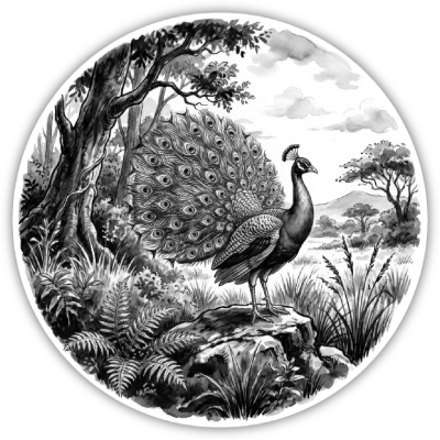 Pfau in der Wildnis Aufkleber Bunt