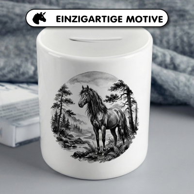 Spardose mit dem Motiv Pferd in der Wildnis - Ansicht 3