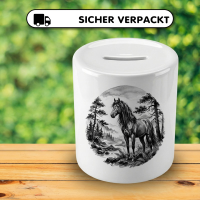Spardose mit dem Motiv Pferd in der Wildnis - Ansicht 4