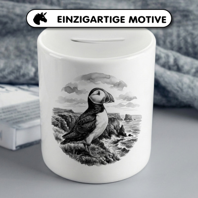 Spardose mit dem Motiv Papageitaucher in der Wildnis - Ansicht 3