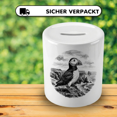 Spardose mit dem Motiv Papageitaucher in der Wildnis - Ansicht 4