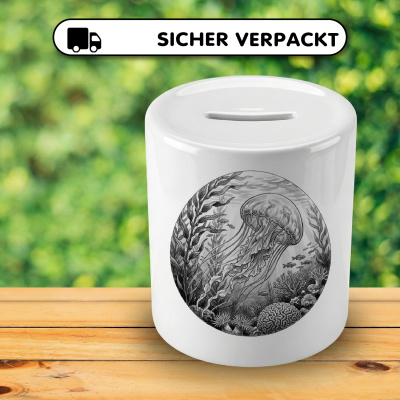 Spardose mit dem Motiv Qualle in der Wildnis - Ansicht 4