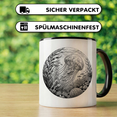 Tasse mit dem Motiv Qualle in der Wildnis - Ansicht 4