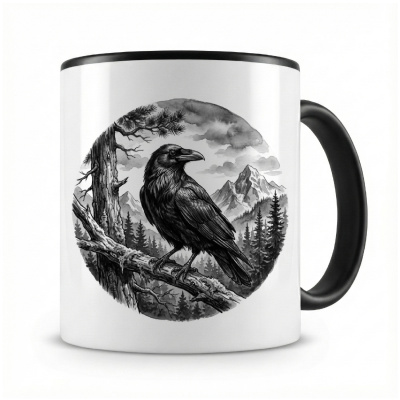 Tasse mit dem Motiv Rabe in der Wildnis