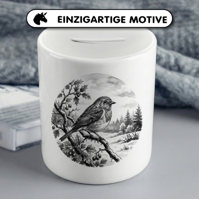 Spardose mit dem Motiv Rotkehlchen in der Wildnis - Ansicht 3