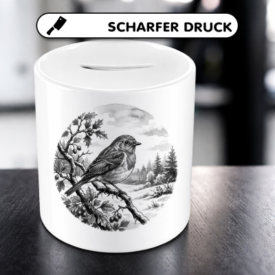 Spardose mit dem Motiv Rotkehlchen in der Wildnis - Ansicht 5