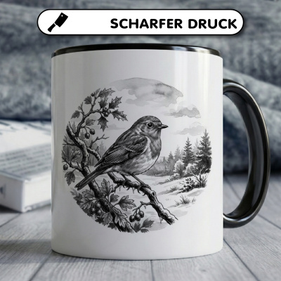Tasse mit dem Motiv Rotkehlchen in der Wildnis - Ansicht 5