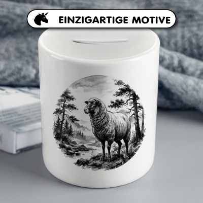 Spardose mit dem Motiv Schaf in der Wildnis - Ansicht 3