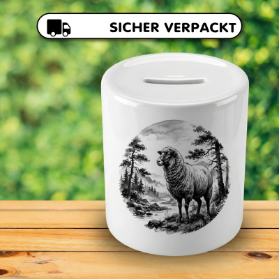 Spardose mit dem Motiv Schaf in der Wildnis - Ansicht 4