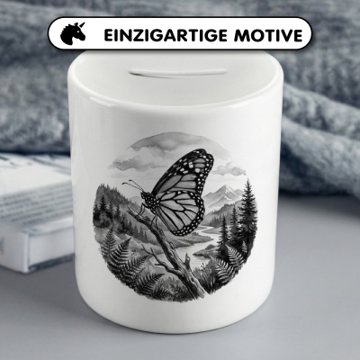 Spardose mit dem Motiv Schmetterling in der Wildnis - Ansicht 3
