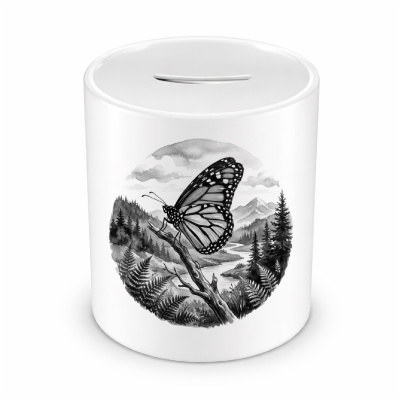 Spardose mit dem Motiv Schmetterling in der Wildnis