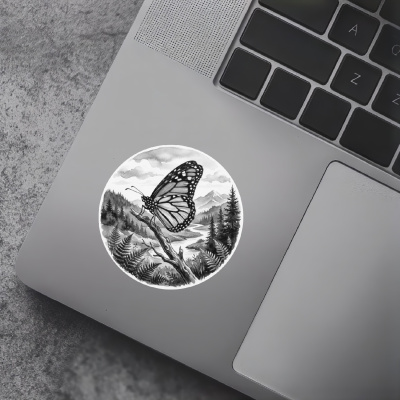 Schmetterling in der Wildnis Aufkleber Bunt - Ansicht 7