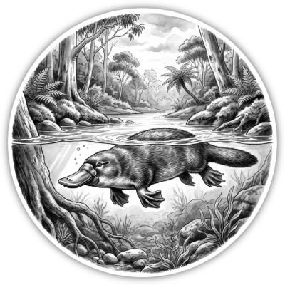 Schnabeltier in der Wildnis Aufkleber Bunt