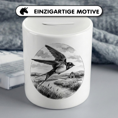 Spardose mit dem Motiv Schwalbe in der Wildnis - Ansicht 3