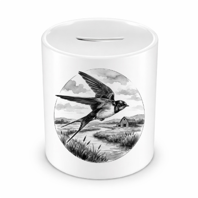 Spardose mit dem Motiv Schwalbe in der Wildnis