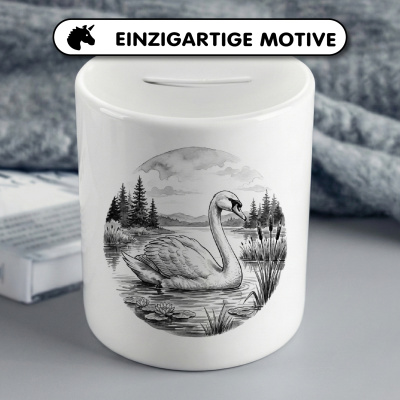 Spardose mit dem Motiv Schwan in der Wildnis - Ansicht 3