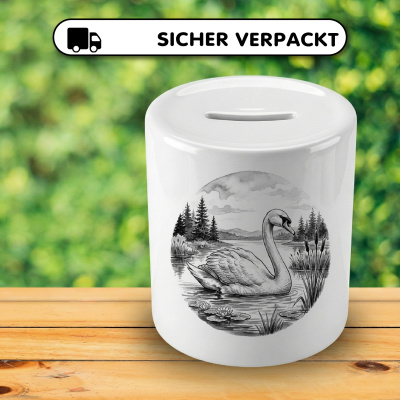 Spardose mit dem Motiv Schwan in der Wildnis - Ansicht 4