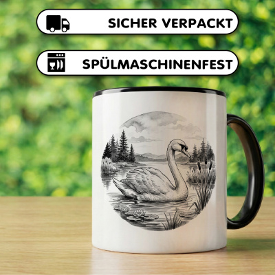 Tasse mit dem Motiv Schwan in der Wildnis - Ansicht 4