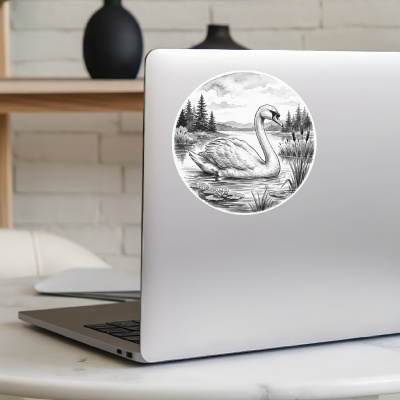 Schwan in der Wildnis Aufkleber Bunt - Ansicht 5