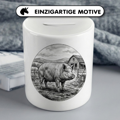 Spardose mit dem Motiv Schwein auf dem Bauernhof - Ansicht 3
