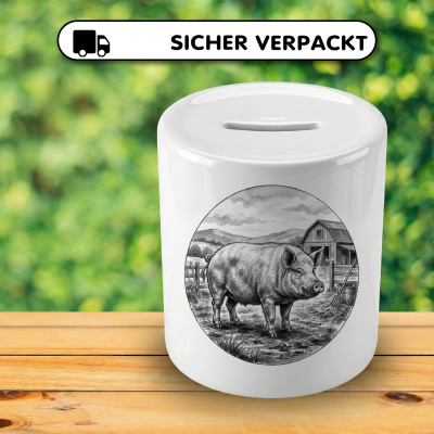 Spardose mit dem Motiv Schwein auf dem Bauernhof - Ansicht 4