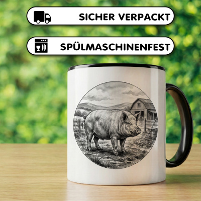 Tasse mit dem Motiv Schwein auf dem Bauernhof - Ansicht 4