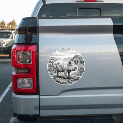 Schwein auf dem Bauernhof Aufkleber Bunt - Ansicht 2