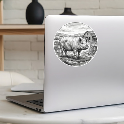 Schwein auf dem Bauernhof Aufkleber Bunt - Ansicht 5