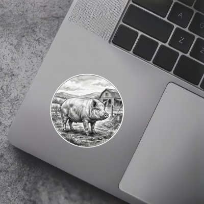 Schwein auf dem Bauernhof Aufkleber Bunt - Ansicht 7