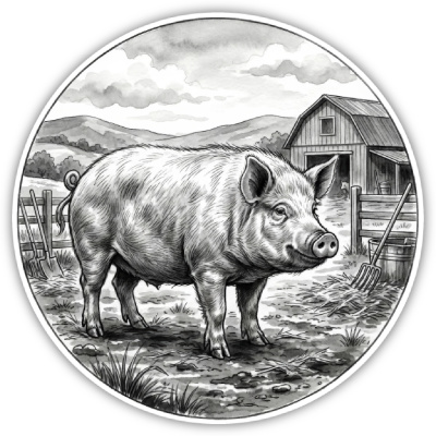 Schwein auf dem Bauernhof Aufkleber Bunt