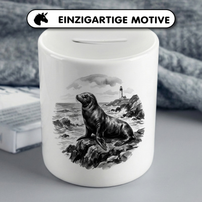 Spardose mit dem Motiv Seehund in der Wildnis - Ansicht 3