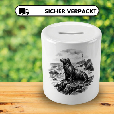 Spardose mit dem Motiv Seehund in der Wildnis - Ansicht 4